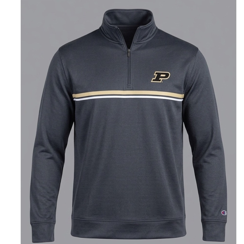 NWT Champion Purdue Boilermakers Mens XL Quarter Zip‎ Pullover Gray